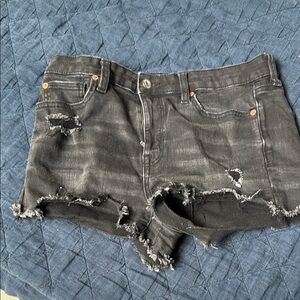 American Eagle Black Jean Shorts Distressed Style